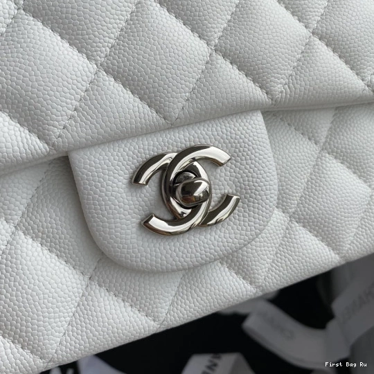 Firstbag Ru 2.55 A01112 Bag CHANEL Large White Flap Calfskin Leather 0712